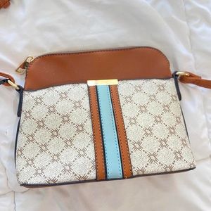 brown and beige crossbody bag